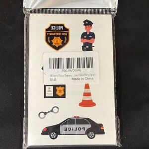 Police Themed Party Favor Set 24 sheets police temporary tattoos cuffs car badge